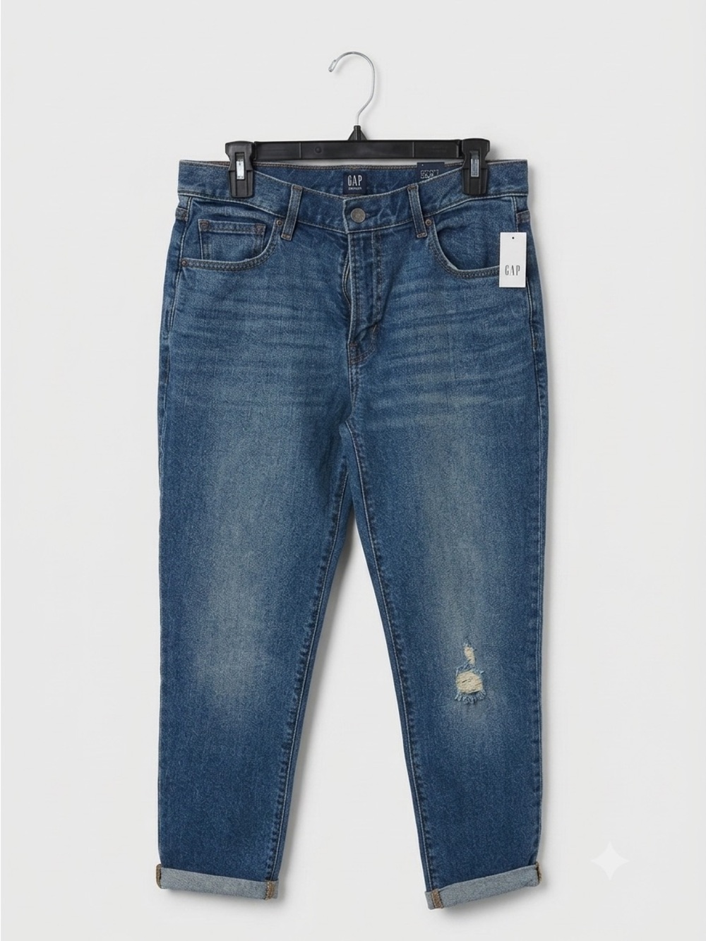 NWT GAP Best Girlfriend Jeans High Rise Distressed Cuffed Relaxed Denim 28